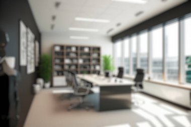 Blur background of modern office interior design . Contemporary workspace for creative business