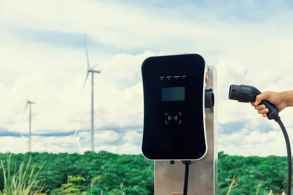 Progressive Natural Scenic Windmill Generator Hand Insert Charging Plug Electric — Foto Stock