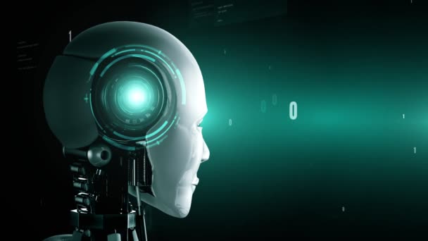 Futuristic Robot Artificial Intelligence Huminoid Programming Coding Technology Development Machine — Stok Video