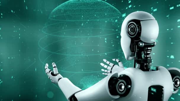 Futuristic Robot Artificial Intelligence Huminoid Data Analytic Technology Development Machine — Wideo stockowe