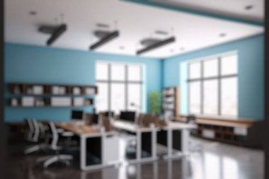 Blur background of modern office interior design . Contemporary workspace for creative business