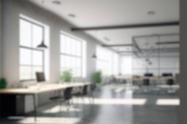 Blur background of modern office interior design . Contemporary workspace for creative business