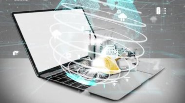 Yenilikçi mimari ve yaratıcı inşaat mühendisliği inşaat projesi. Mimar, işçi ve mühendis tarafından yapılan yaratıcı grafik tasarımı altyapı şehir binası kavramını gösteriyor.