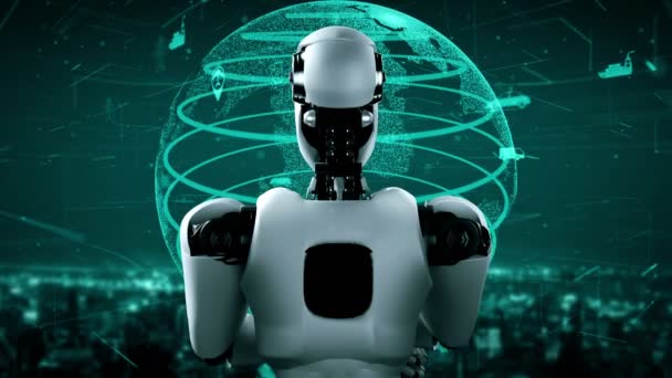 Futuristic Robot Artificial Intelligence Huminoid Transportation Analytic Technology Development Machine — Αρχείο Βίντεο