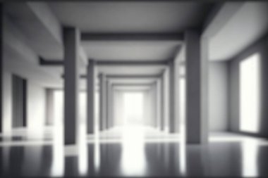 Blur background of large hall corridor inside office building background