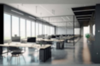 Blur background of modern office interior design . Contemporary workspace for creative business
