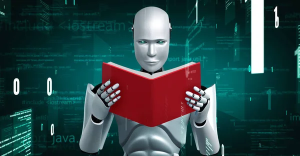 Futuristic Robot Artificial Intelligence Huminoid Programming Coding Technology Development Machine — Foto de Stock