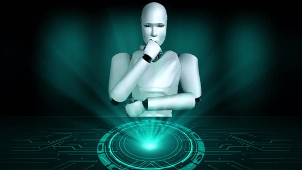 Future Financial Technology Controll Robot Huminoid Uses Machine Learning Artificial — 图库视频影像