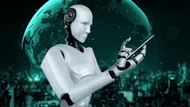 Futuristic Robot Artificial Intelligence Huminoid Industrial Factory Technology Development Machine — Αρχείο Βίντεο
