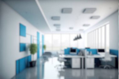 Blur background of modern office interior design . Contemporary workspace for creative business