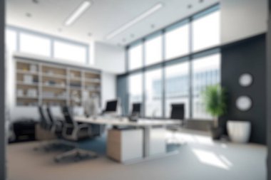 Blur background of modern office interior design . Contemporary workspace for creative business