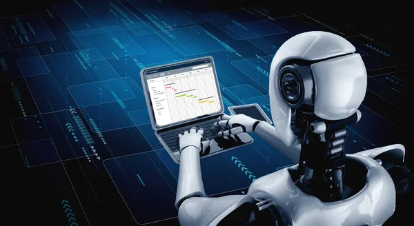 Robot Usando Aplicación Software Computadora Modish — Foto de Stock