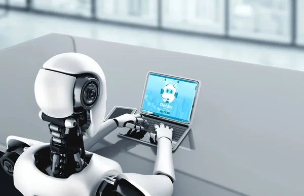 Robot Wykorzystujący Modne Oprogramowanie Komputerowe — Zdjęcie stockowe