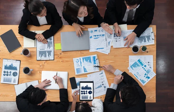 Top View Business Team Financial Data Analysis Meeting Business Intelligence — Stok fotoğraf
