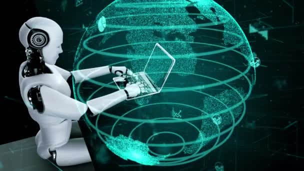 Майбутні Фінансові Технології Контролюються Роботом Штучного Інтелекту Використовують Машинне Навчання — стокове відео