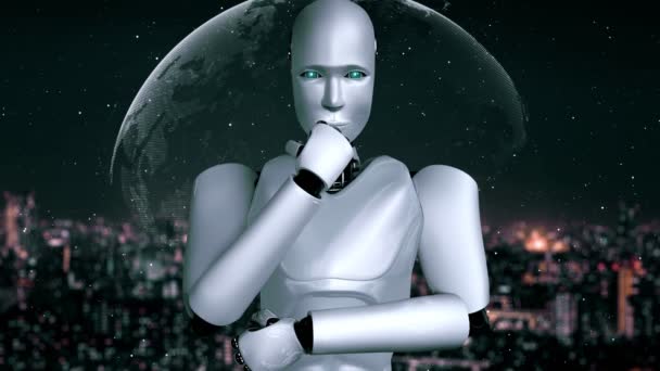 Futuristic Robot Artificial Intelligence Huminoid Programming Coding Technology Development Machine — 图库视频影像