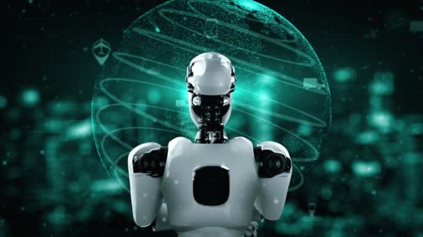 Futuristic Robot Artificial Intelligence Huminoid Transportation Analytic Technology Development Machine — Wideo stockowe