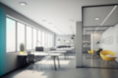 Blur background of modern office interior design . Contemporary workspace for creative business