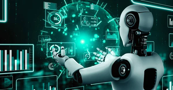 Майбутні Фінансові Технології Контролюються Роботом Штучного Інтелекту Використовують Машинне Навчання — стокове фото