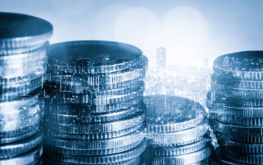 Finans ve para teknolojisi iş refahı ve varlık yönetimi kavramı. Yaratıcı grafik, refah karı elde etmek için değerli varlıklara yatırım yaparak ekonomi ve mali büyümeyi gösteriyor .