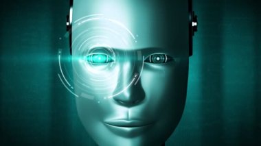 Robot hominoidler, yapay zeka ve 4. endüstriyel devrim için makine öğrenme sürecinin yapay zekası tarafından yapılan mühendislik bilimi çalışmasının grafiksel konseptiyle karşı karşıyalar. 3B görüntüleme