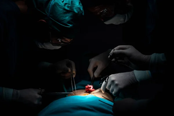 Das Chirurgenteam Operiert Den Patienten Sterilen Operationssaal Einem Von Einer — Stockfoto