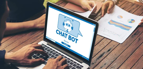 Aplikacja Oprogramowania Chatbot Dla Modish Biznesu Online Które Automatycznie Odpowiadają — Zdjęcie stockowe