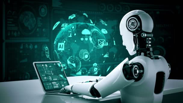 Robot Hominoidler Sanayi Devrimi Için Yapay Zeka Yapay Zeka Makine — Stok video