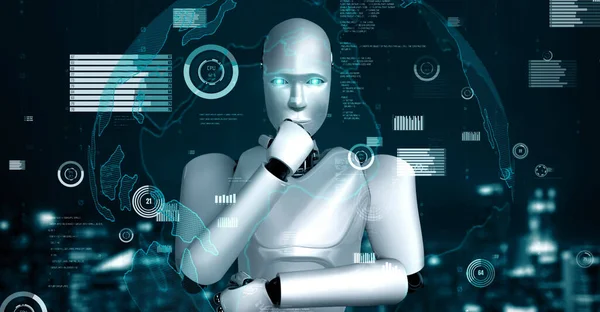 Future Financial Technology Controll Robot Huminoid Uses Machine Learning Artificial — Φωτογραφία Αρχείου