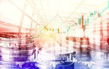 Finans ve para teknolojisi iş refahı ve varlık yönetimi kavramı. Yaratıcı grafik, refah karı elde etmek için değerli varlıklara yatırım yaparak ekonomi ve mali büyümeyi gösteriyor .