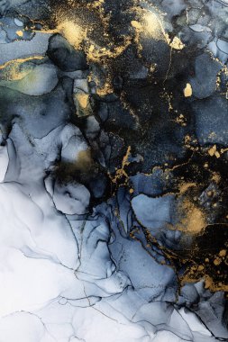Soyut arkaplan için özgün tablodaki mermer mürekkep soyut sanat. Resim, Kintsuki mürekkep sanatının düz mermer arkaplan desenini yaratmak için yüksek kaliteli kağıt dokusuna boyanmış. .