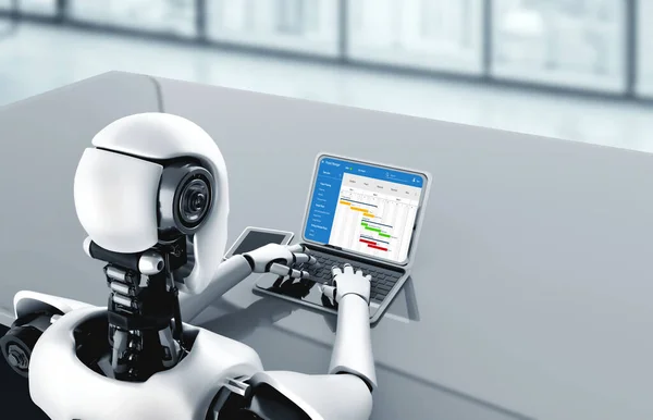 Cyborg Robot Pomocą Modish Oprogramowania Komputerowego — Zdjęcie stockowe