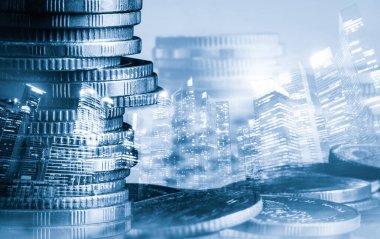 Finans ve para teknolojisi iş refahı ve varlık yönetimi kavramı. Yaratıcı grafik, refah karı elde etmek için değerli varlıklara yatırım yaparak ekonomi ve mali büyümeyi gösteriyor .