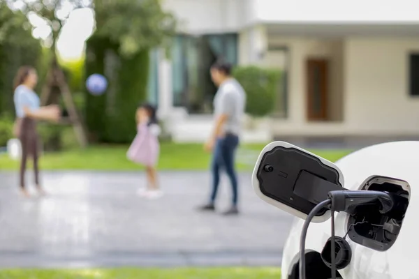Focus Charger Connected Car Outdoor Home Charging Station Blur Progressive — Foto Stock