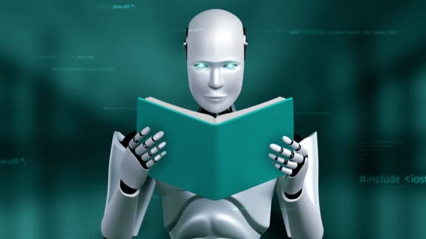Futuristic Robot Artificial Intelligence Huminoid Programming Coding Technology Development Machine — Stockvideo
