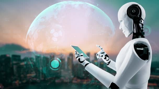 Futuristic Robot Artificial Intelligence Huminoid Industrial Factory Technology Development Machine — 비디오
