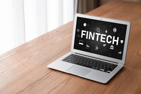 Fintech Finansiell Teknik Programvara För Modish Företag För Att Analysera — Stockfoto