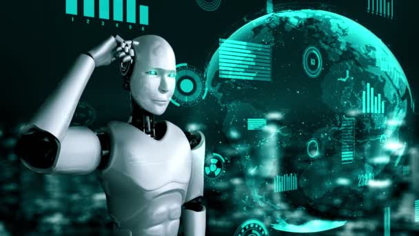 Futuristic Robot Artificial Intelligence Huminoid Industrial Factory Technology Development Machine — Video Stock