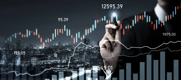 Businessman Analyst Working Digital Finance Business Data Graph Showing Technology — 스톡 사진