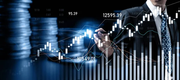 Businessman Analyst Working Digital Finance Business Data Graph Showing Technology — Foto Stock