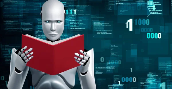 Futuristic Robot Artificial Intelligence Huminoid Programming Coding Technology Development Machine — Fotografia de Stock