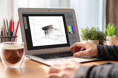 Mimari iş ve profesyonel tasarımcı için mimari tasarım modem yazılım uygulaması