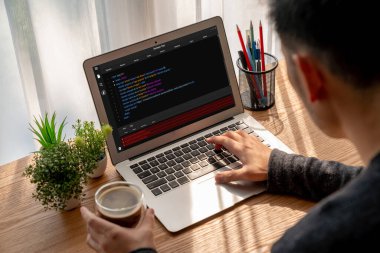 Model uygulama ve program kodlaması için bilgisayar ekranında yazılım geliştirme programlama
