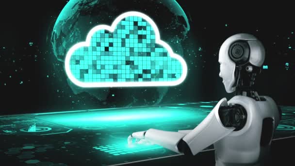 Robot Huminoid Uses Cloud Computing Technology Store Data Online Server — 비디오