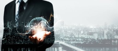 Businessman analyst working with digital finance business data graph showing technology of investment strategy for perceptive financial business decision. Digital economic analysis technology concept.