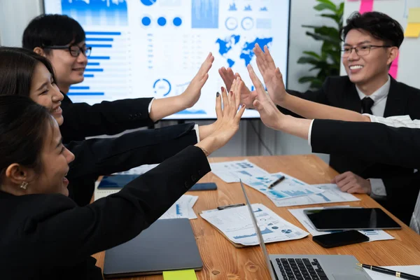 Happy Business Team Office Worker Making High Five Each Other — Stockfoto