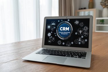 CRM işletme ve işletme için modern bilgisayarda müşteri ilişkileri yönetim sistemi