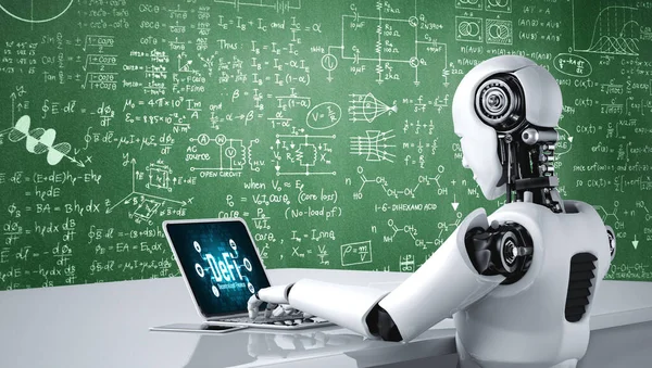 Kunstmatige Intelligentie Robot Met Behulp Van Modish Computer Software — Stockfoto