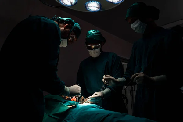 Squadra Chirurgica Che Esegue Intervento Chirurgico Paziente Sala Operatoria Sterile — Foto Stock