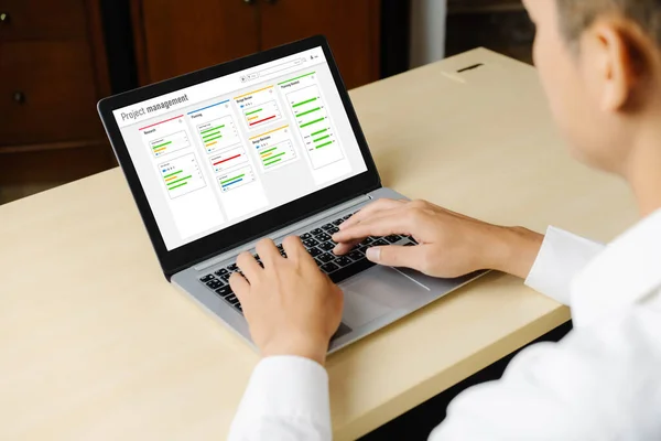 Project Planning Software Modish Business Project Management Computer Screen Showing — Stock Photo, Image